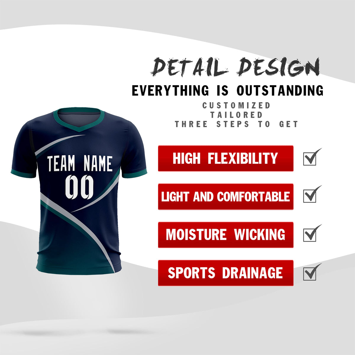 Custom Navy Aqua Color Block Training Uniform For Men Soccer Sets Jersey