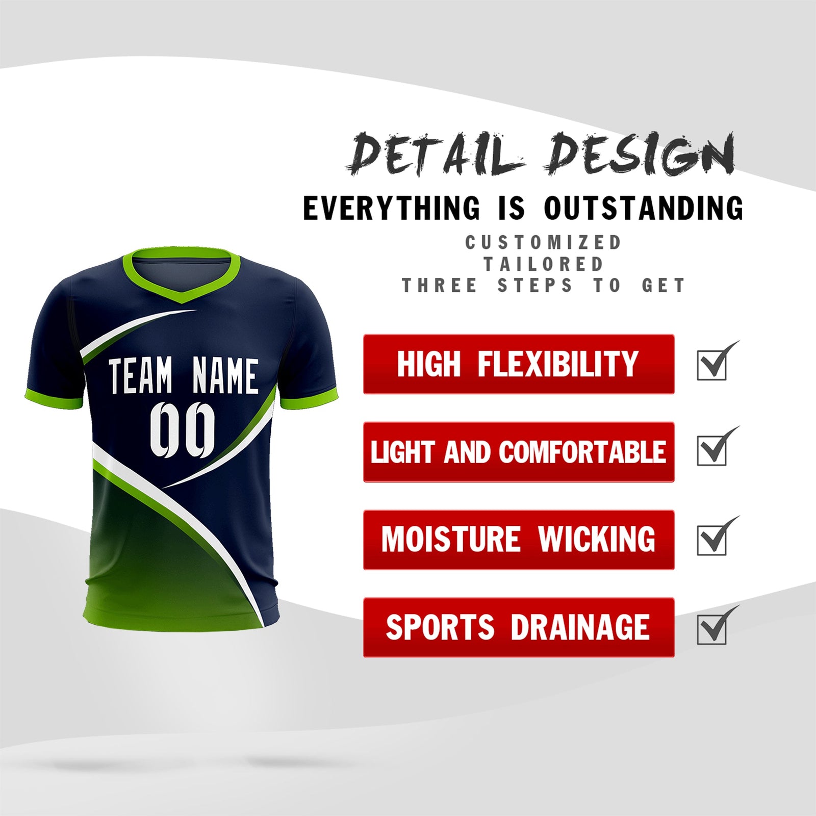 Custom Navy Neon Green Color Block Training Uniform For Men Soccer Sets Jersey