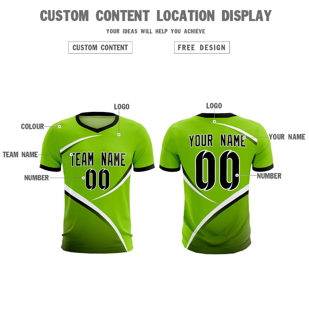 Custom Neon Green Black Color Block Training Uniform For Men Soccer Sets Jersey