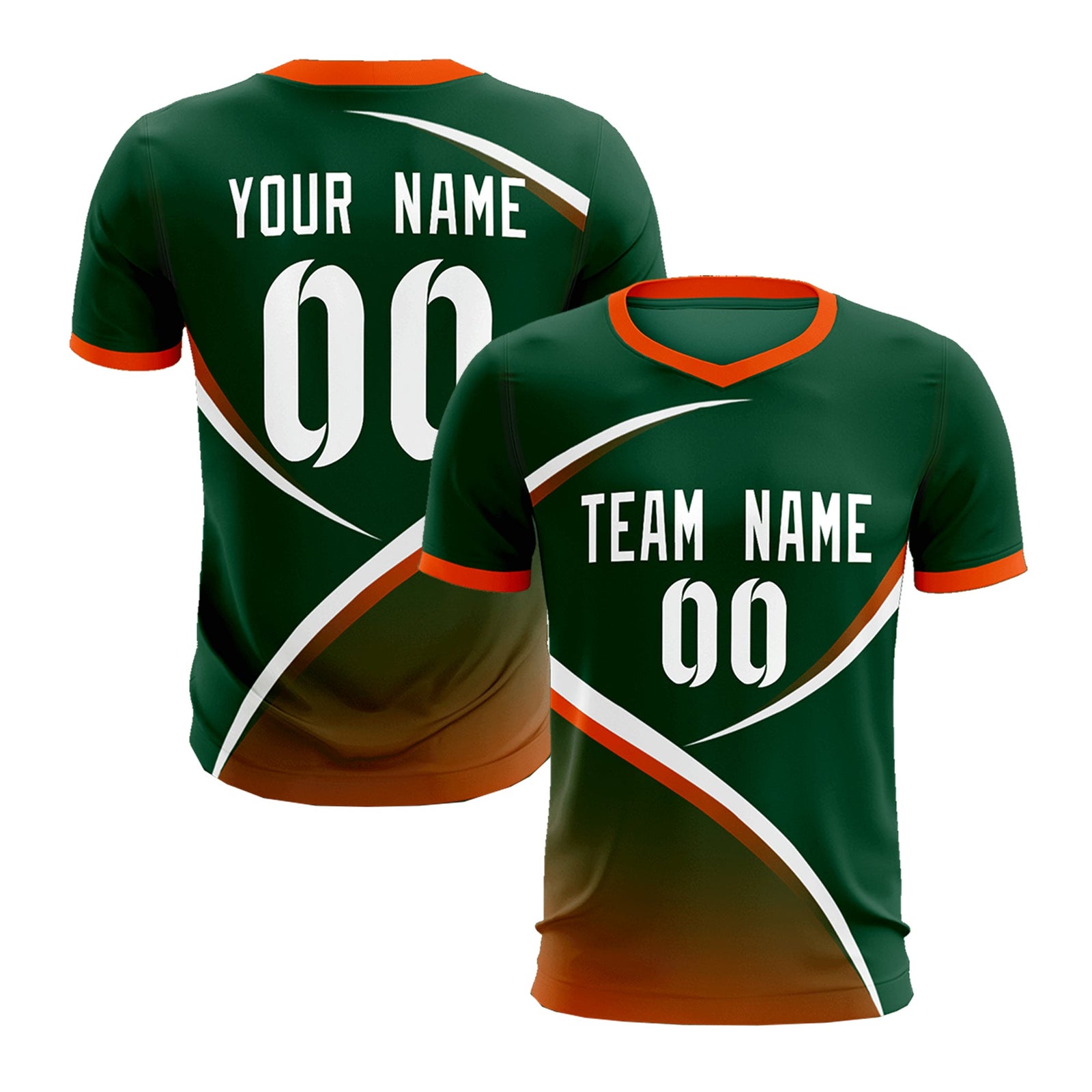 Custom Green Orange Color Block Training Uniform For Men Soccer Sets Jersey