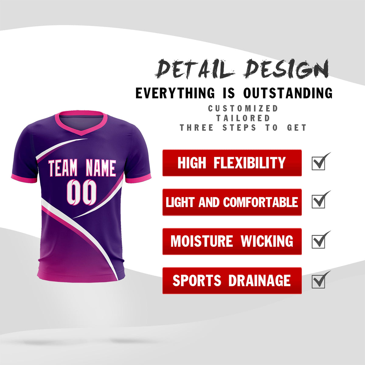 Custom Purple Pink Color Block Training Uniform For Men Soccer Sets Jersey