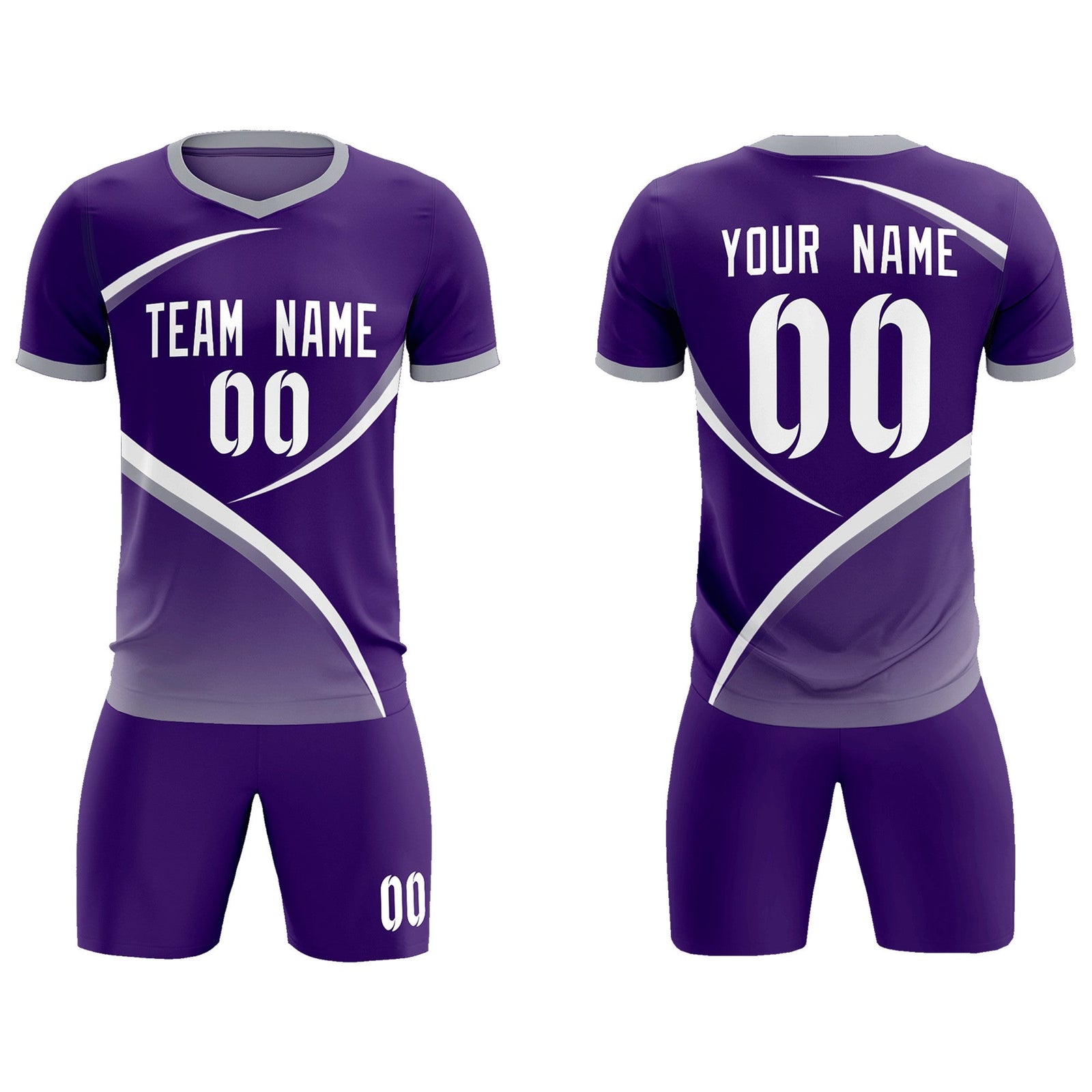 Custom Purple Gray Color Block Training Uniform For Men Soccer Sets Jersey