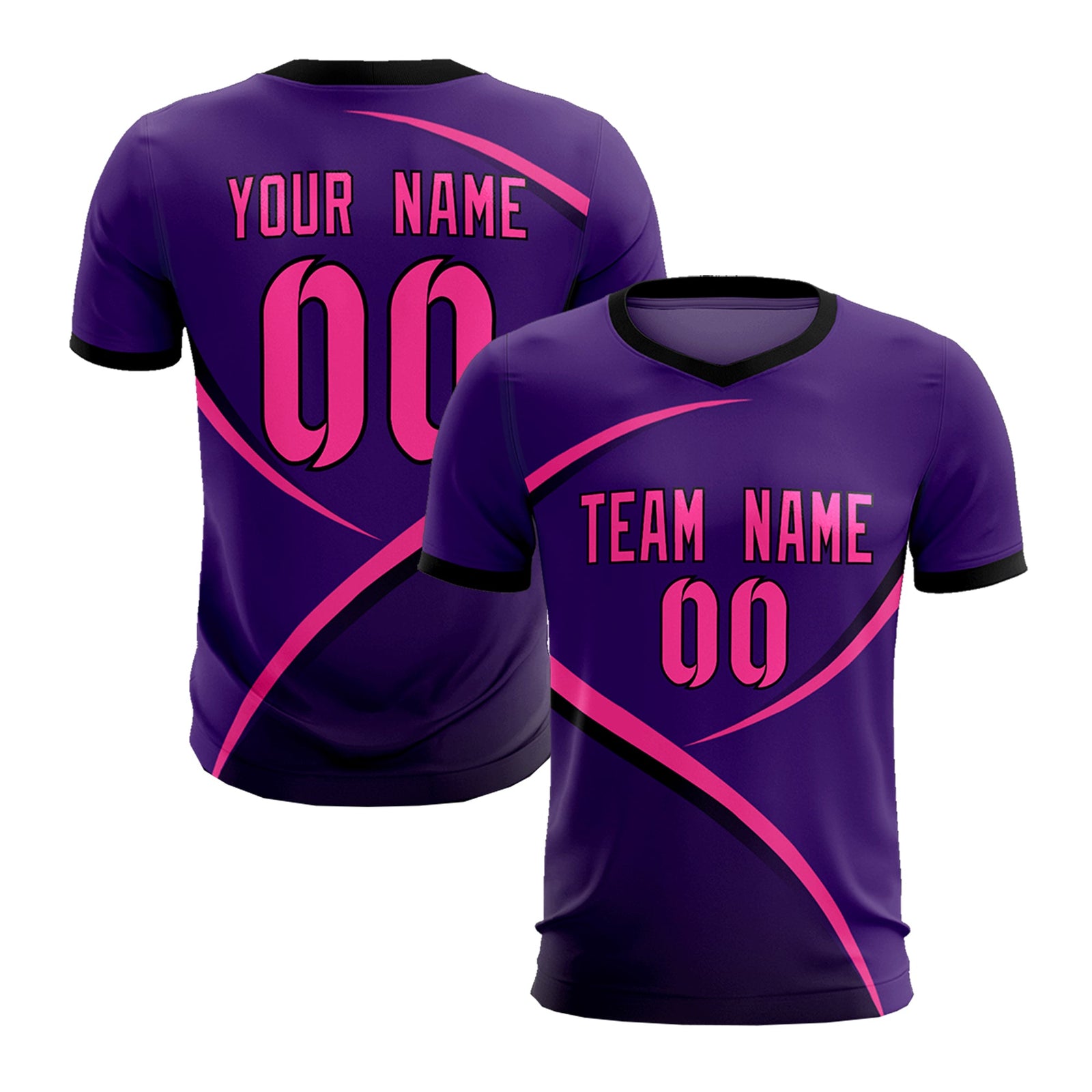 Custom Purple Black Color Block Training Uniform For Men Soccer Sets Jersey