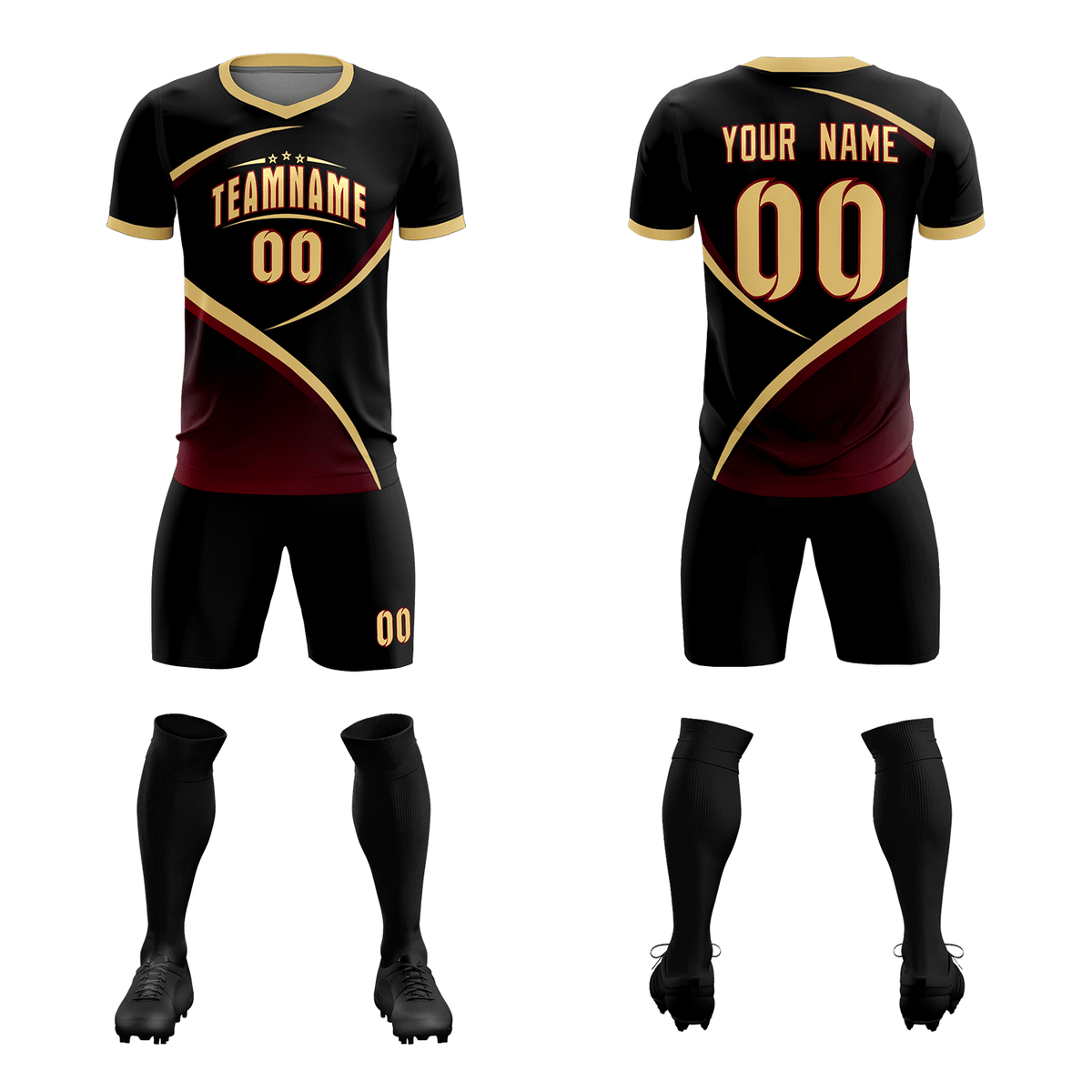 Custom Black Khaki Color Block Training Uniform For Men Soccer Sets Jersey