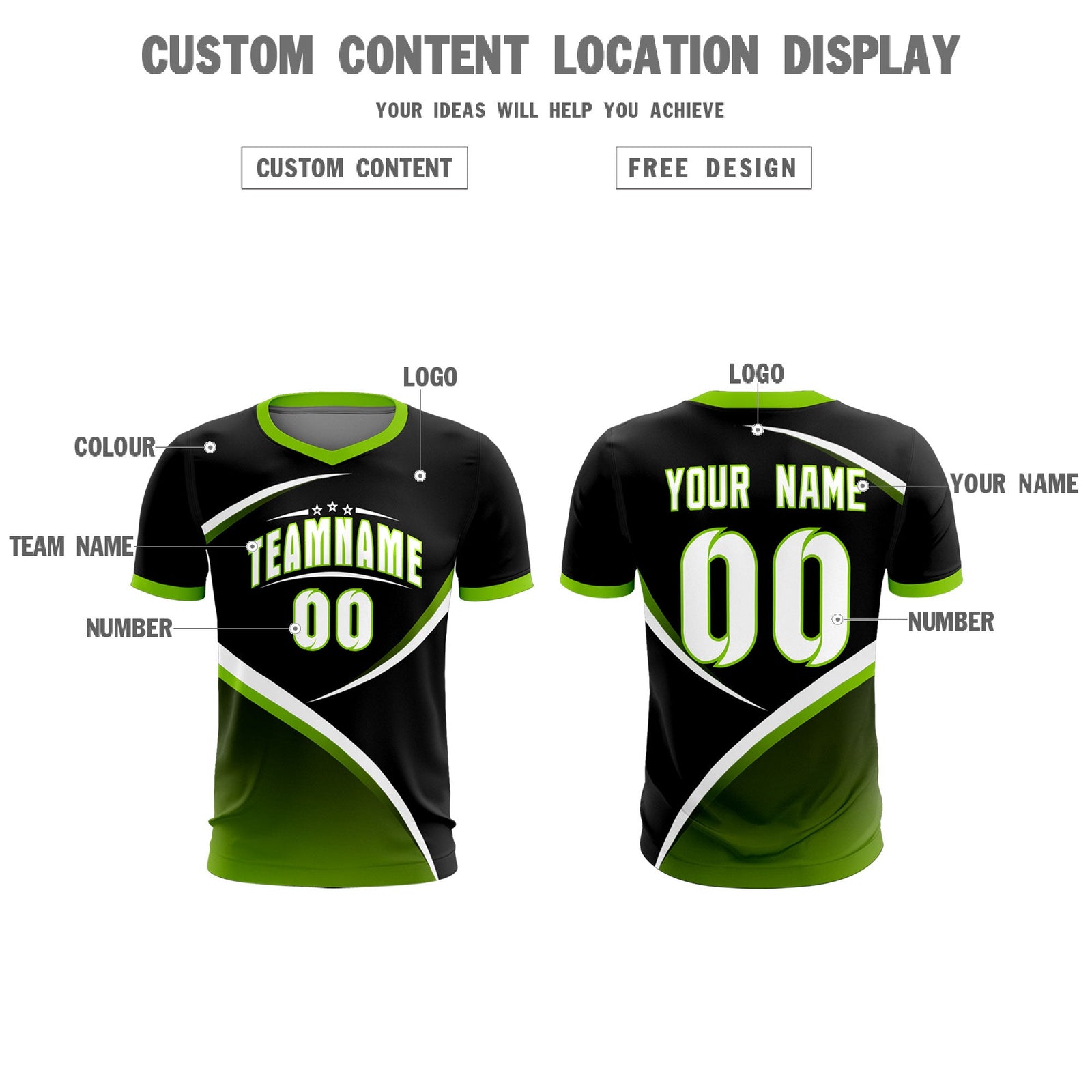 Custom Black Neon Green Color Block Training Uniform For Men Soccer Sets Jersey