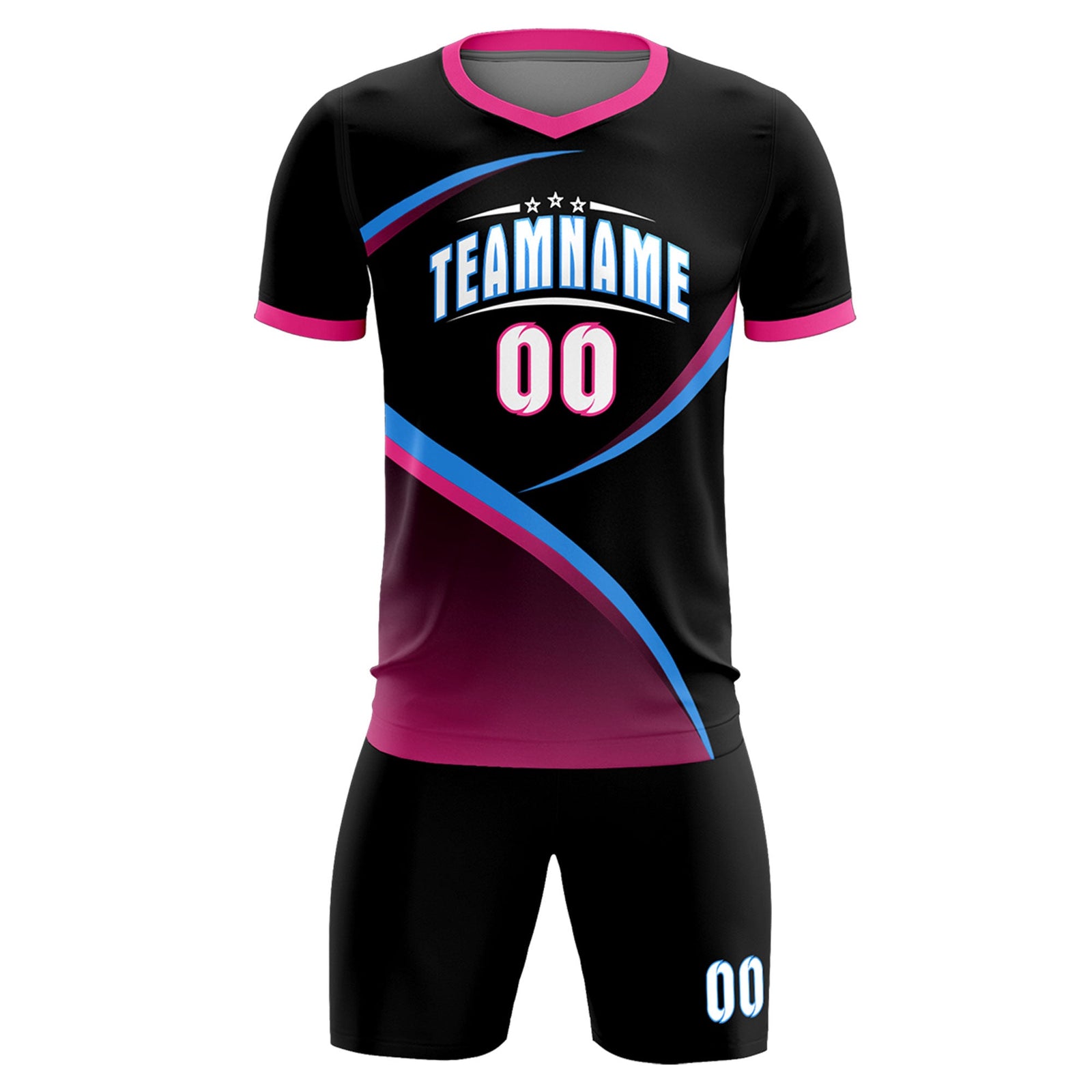 Custom Black Pink Color Block Training Uniform For Men Soccer Sets Jersey