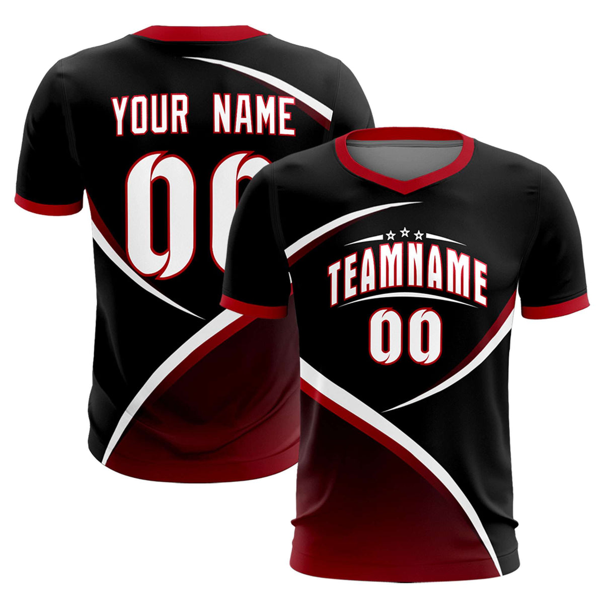 Custom Black Red Color Block Training Uniform For Men Soccer Sets Jersey