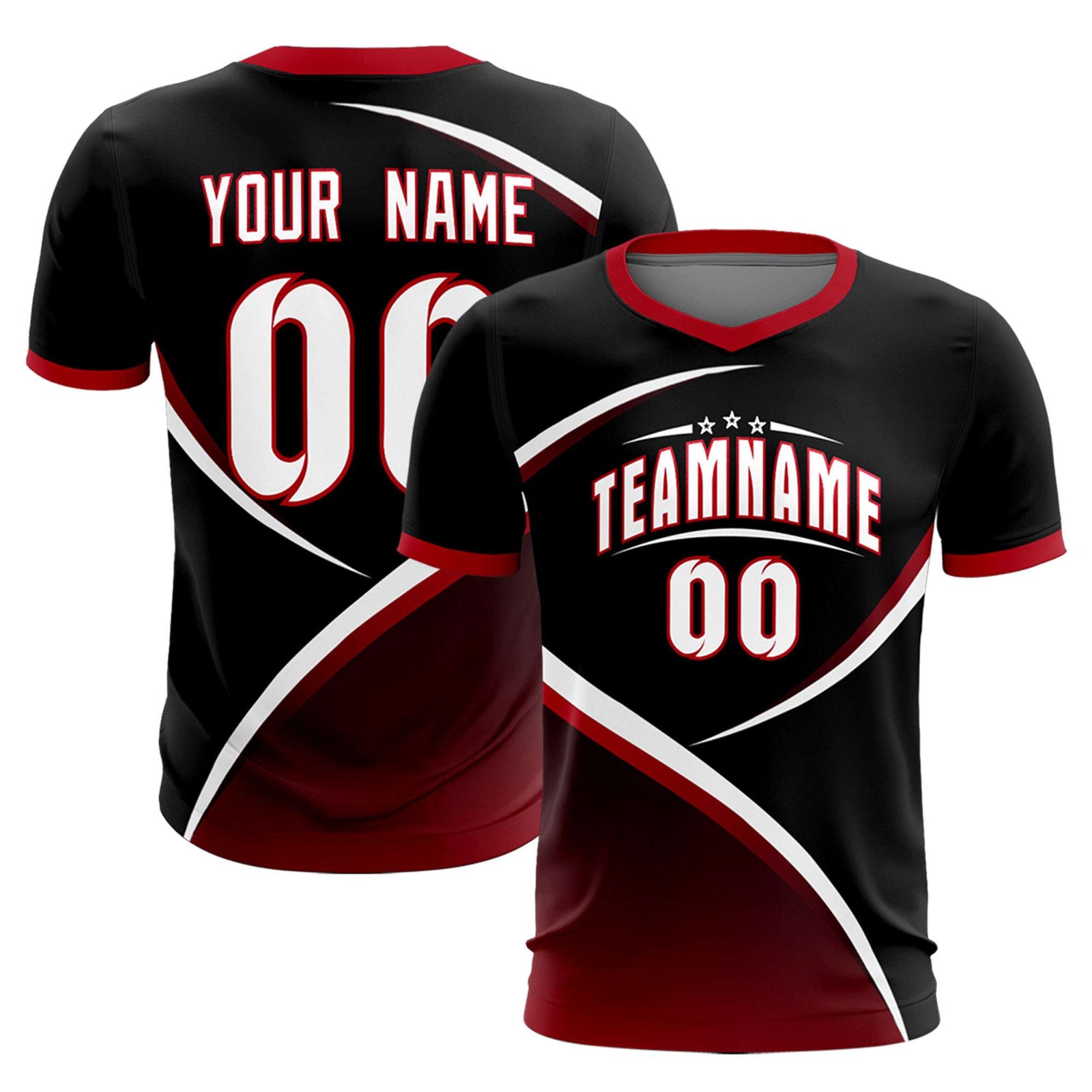 Custom Black Red Color Block Training Uniform For Men Soccer Sets Jersey