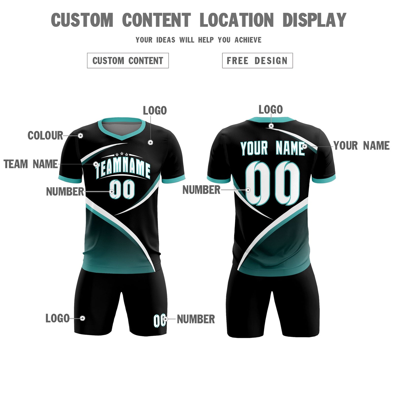 Custom Black Bright Green Color Block Training Uniform For Men Soccer Sets Jersey