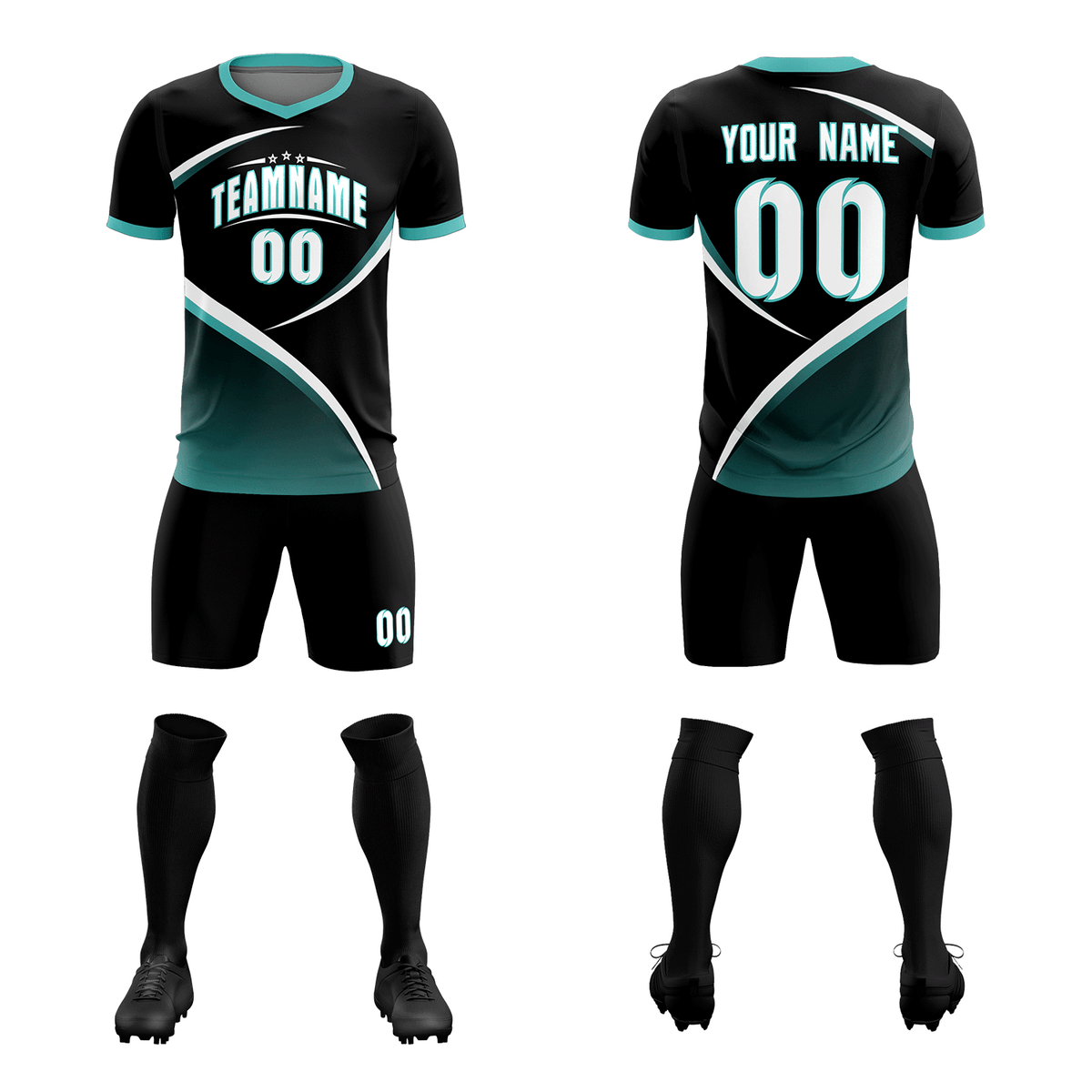 Custom Black Bright Green Color Block Training Uniform For Men Soccer Sets Jersey