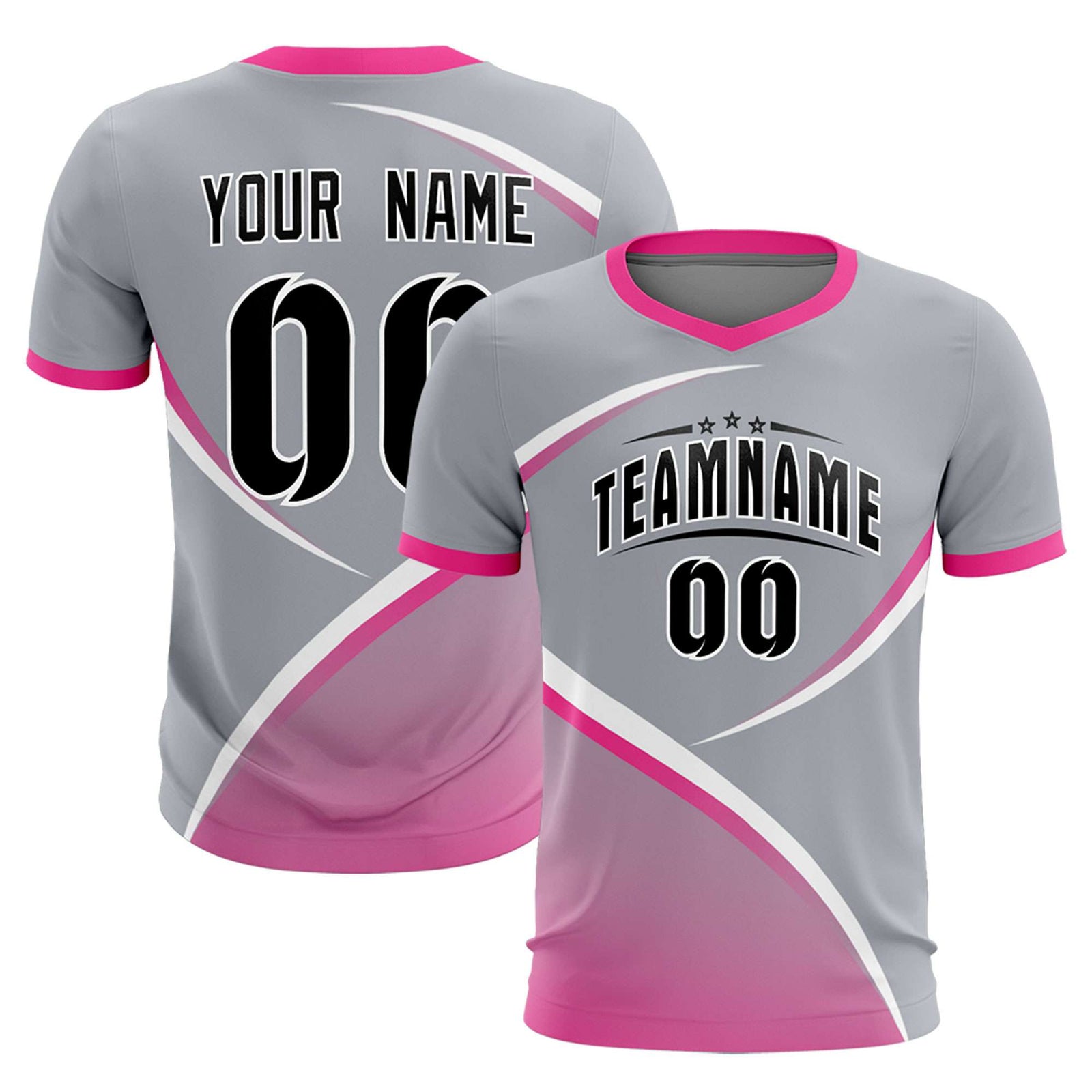 Custom Gray Pink Color Block Training Uniform For Men Soccer Sets Jersey