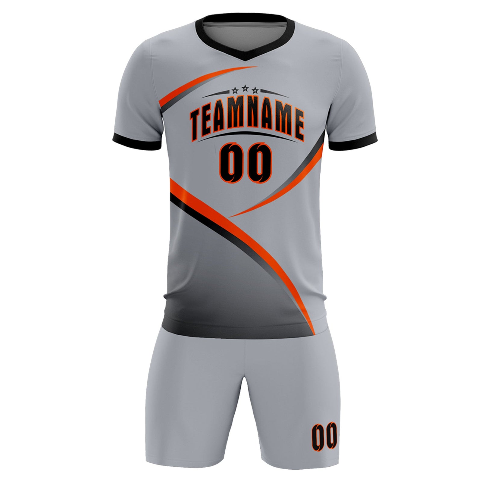 Custom Gray Black Color Block Training Uniform For Men Soccer Sets Jersey