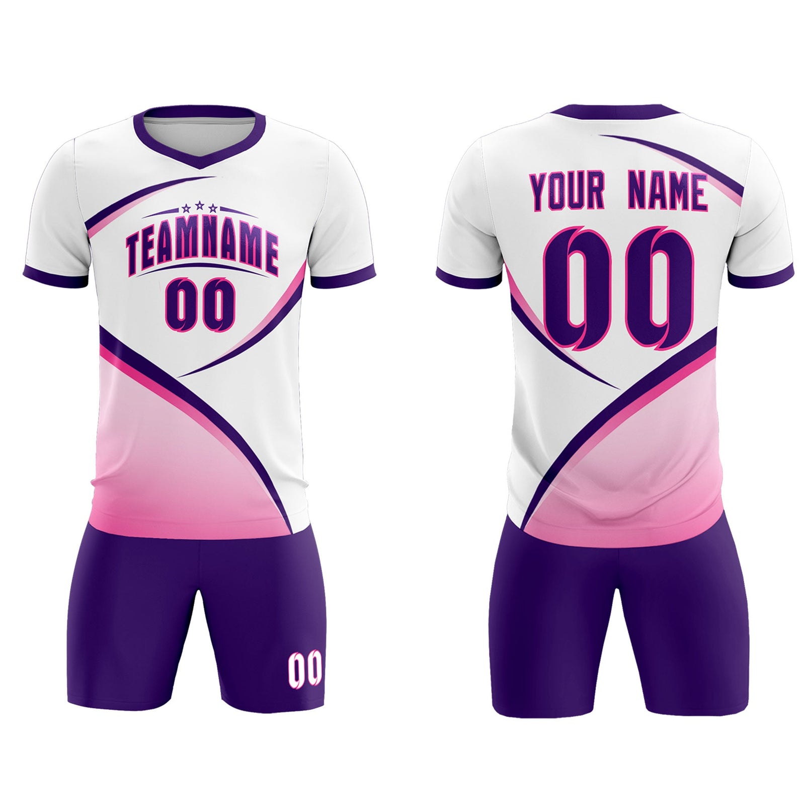 Custom White Purple Color Block Training Uniform For Men Soccer Sets Jersey