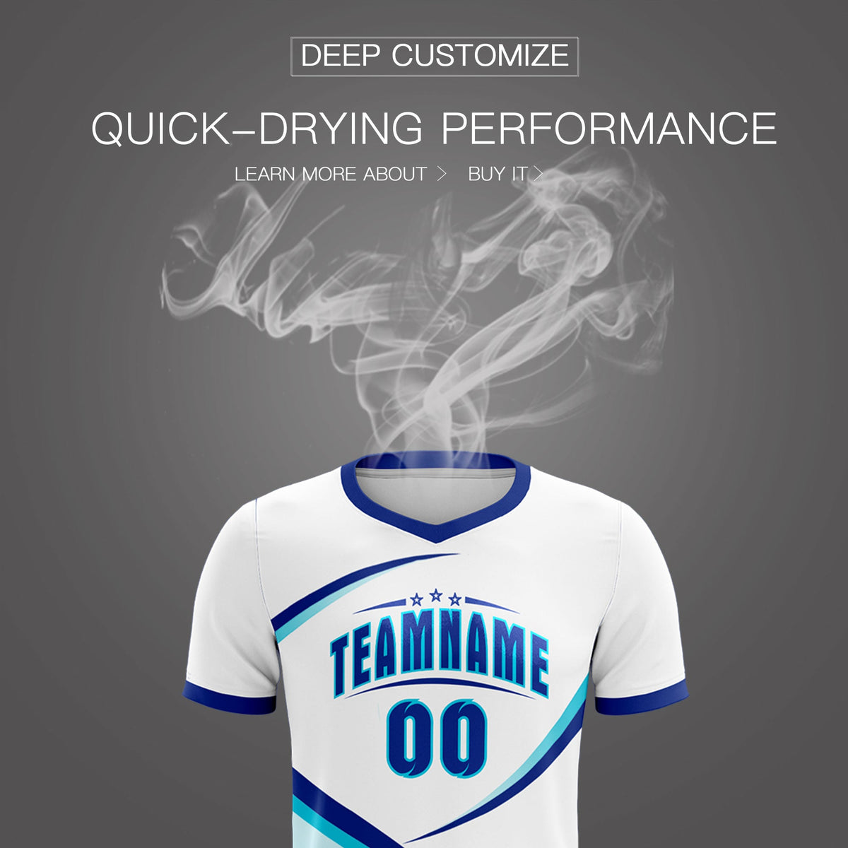 Custom White Sky Blue Color Block Training Uniform For Men Soccer Sets Jersey
