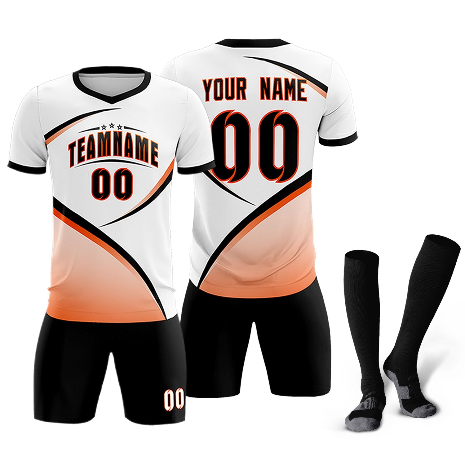 Custom White Black Color Block Training Uniform For Men Soccer Sets Jersey