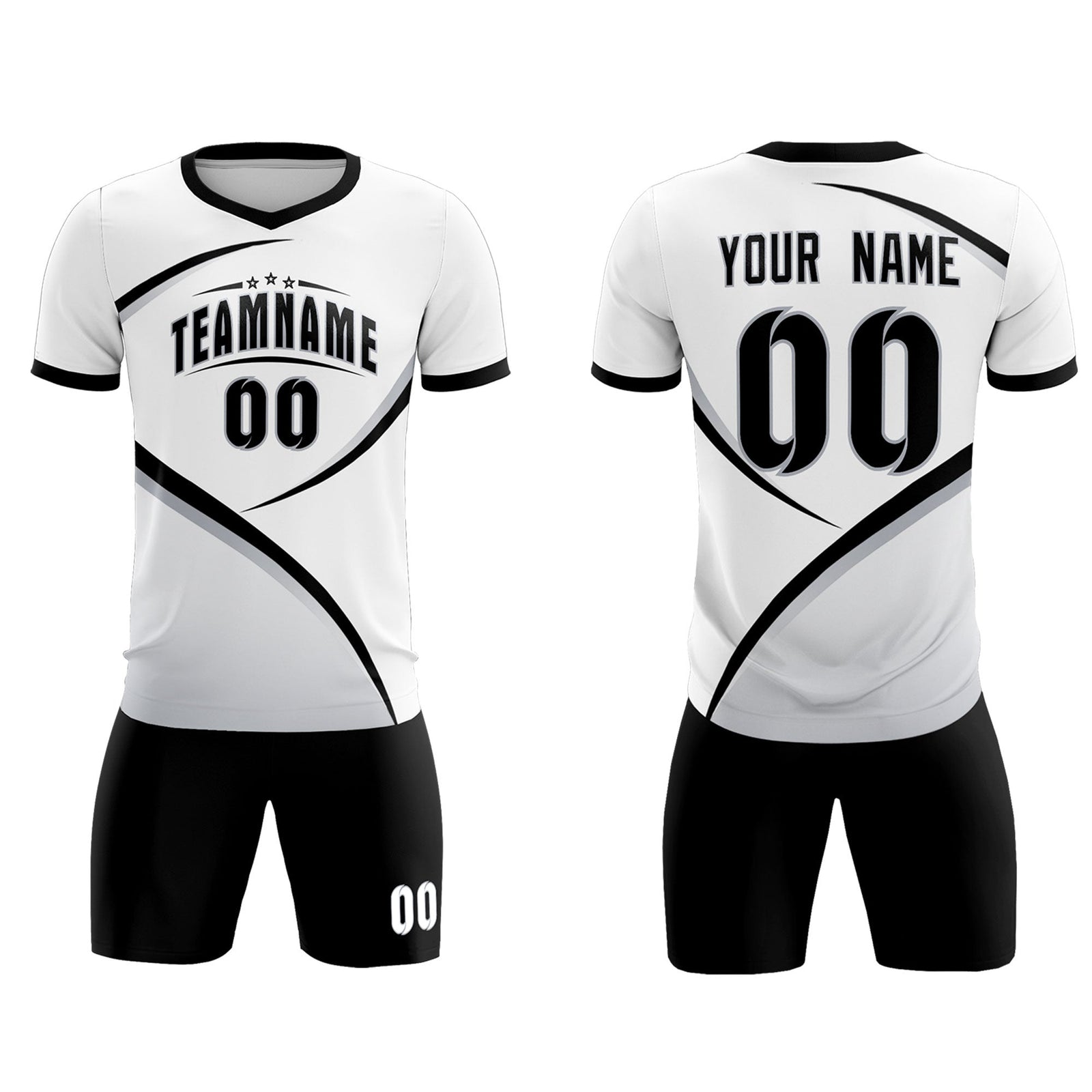 Custom White Black Color Block Training Uniform For Men Soccer Sets Jersey