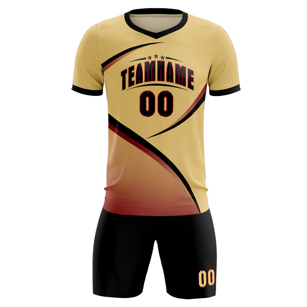 Custom Khaki Black Color Block Training Uniform For Men Soccer Sets Jersey