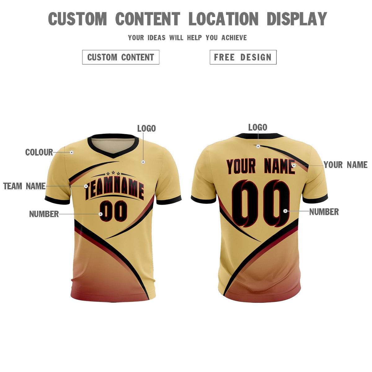 Custom Khaki Black Color Block Training Uniform For Men Soccer Sets Jersey