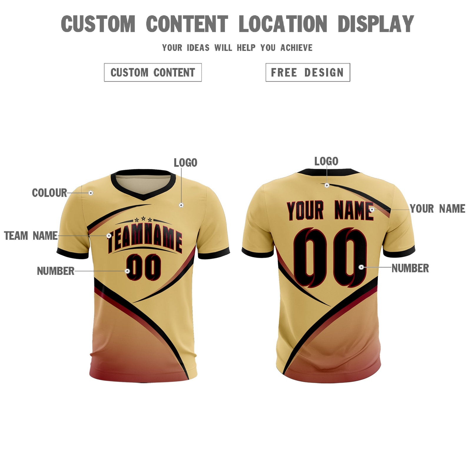 Custom Khaki Black Color Block Training Uniform For Men Soccer Sets Jersey