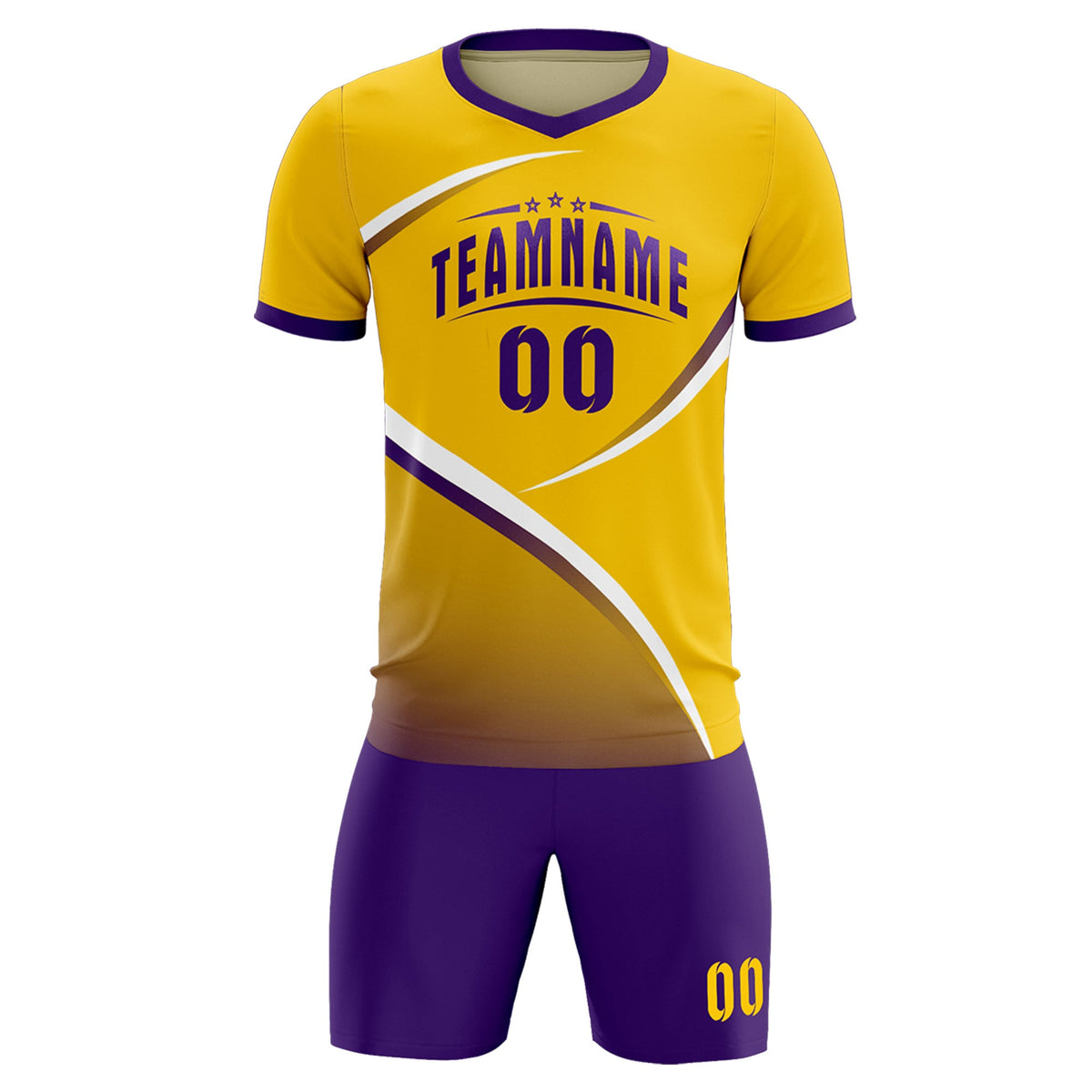 Custom Gold Old Gold Color Block Training Uniform For Men Soccer Sets Jersey