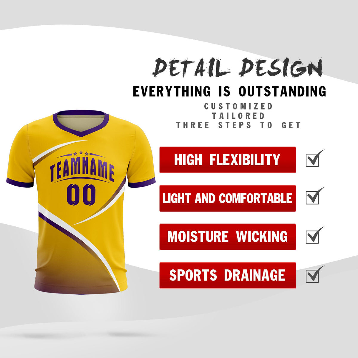 Custom Gold Old Gold Color Block Training Uniform For Men Soccer Sets Jersey