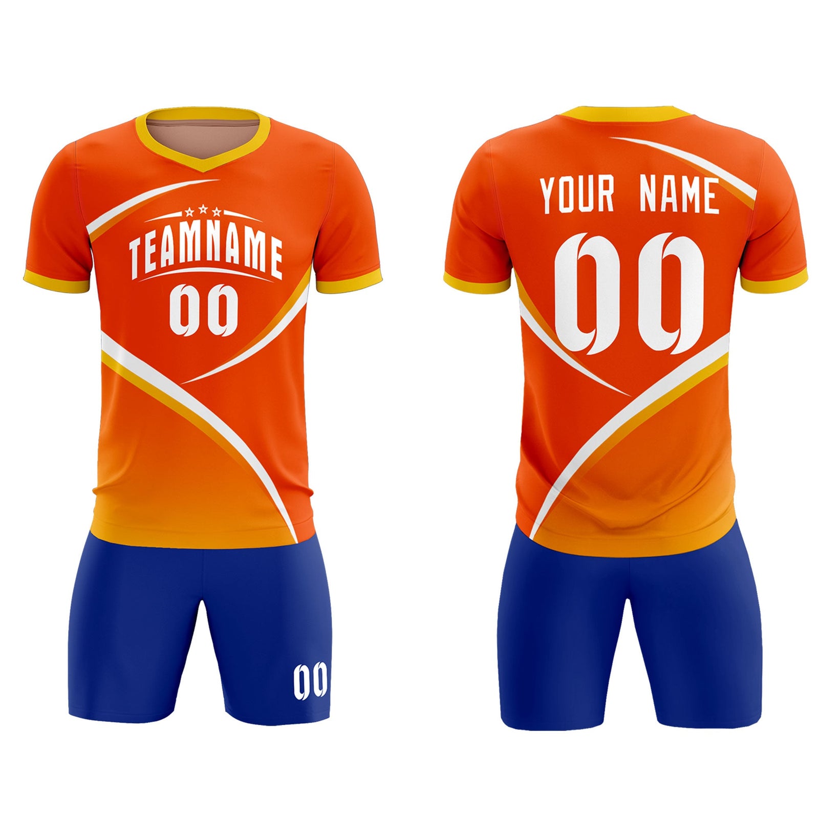 Custom Orange Gold Color Block Training Uniform For Men Soccer Sets Jersey