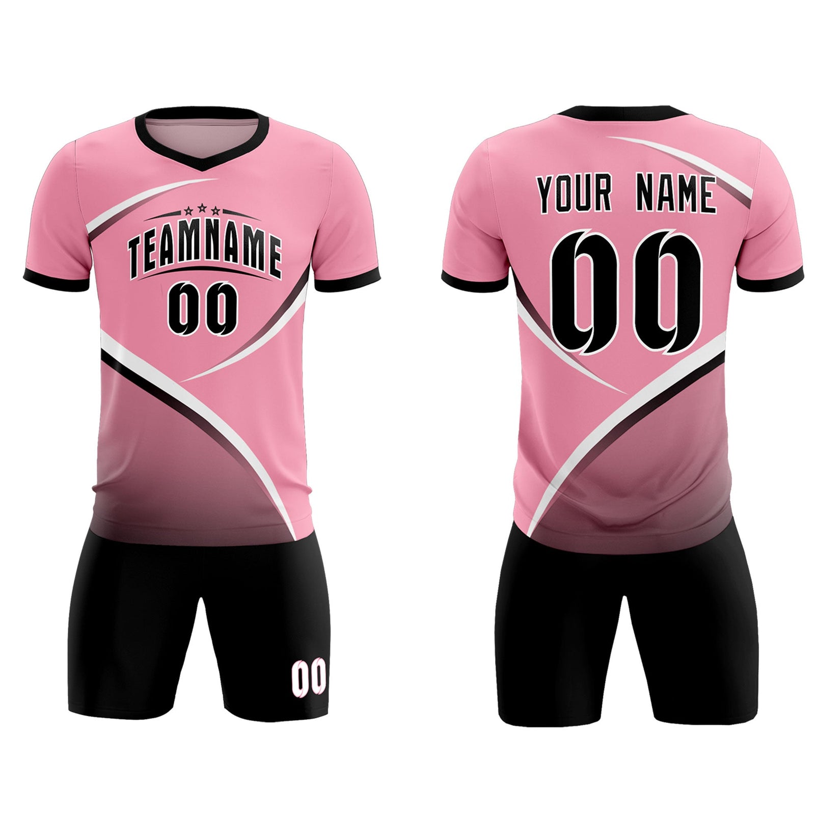 Custom Light Pink Black Color Block Training Uniform For Men Soccer Sets Jersey