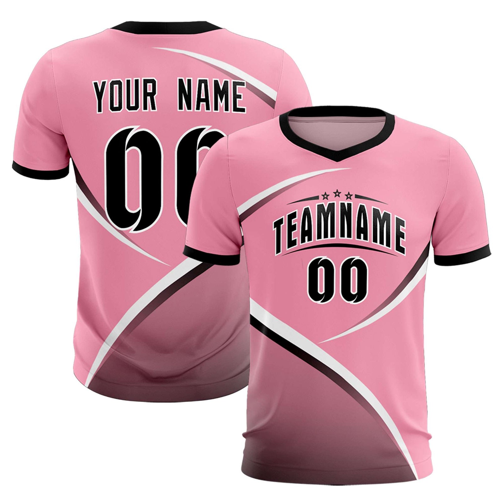 Custom Light Pink Black Color Block Training Uniform For Men Soccer Sets Jersey