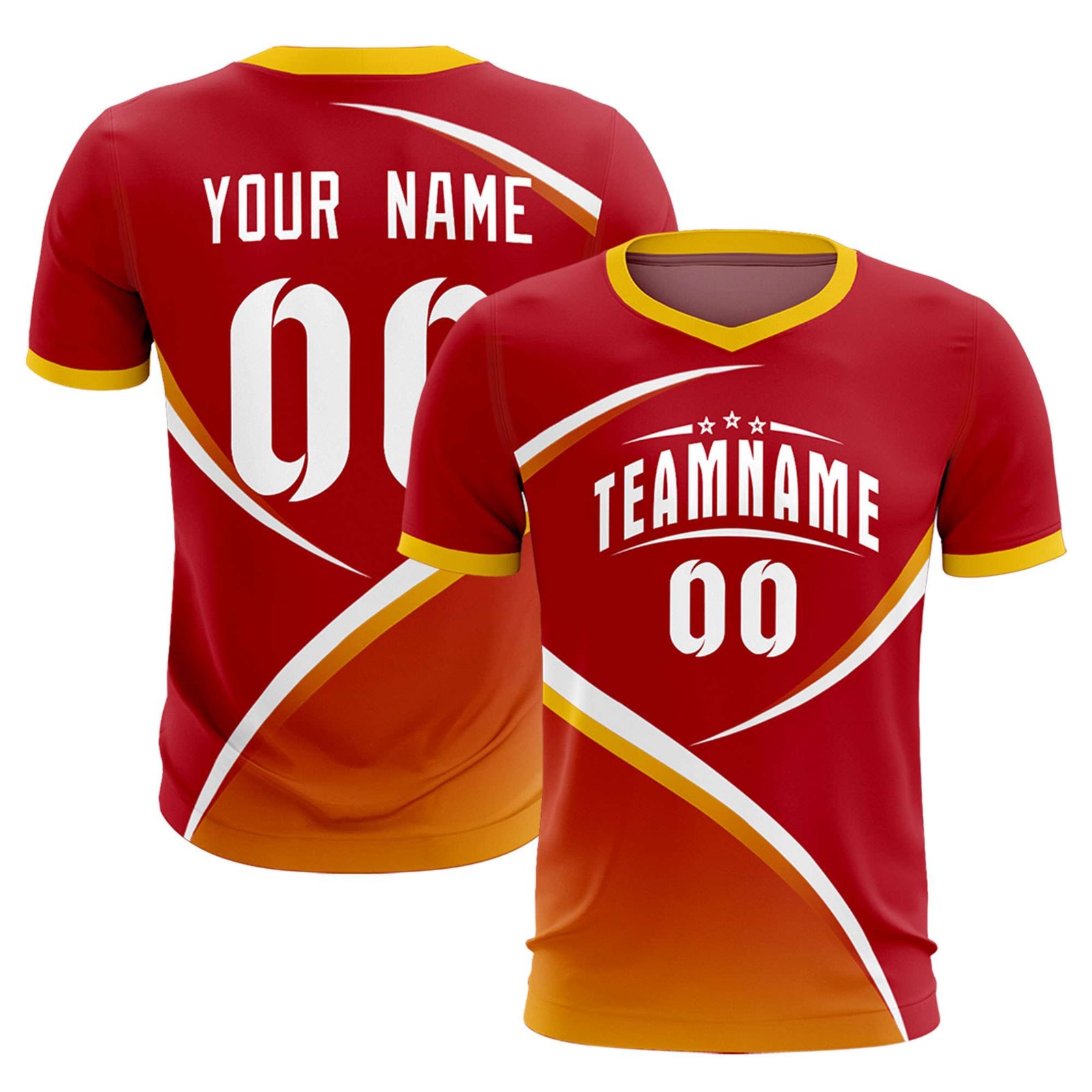 Custom Red Gold Color Block Training Uniform For Men Soccer Sets Jersey