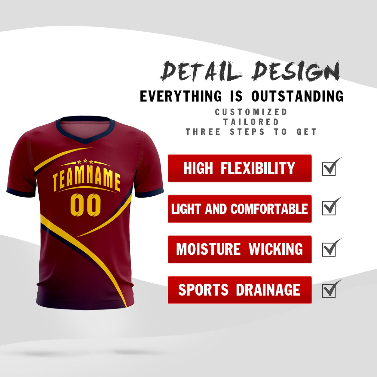 Custom Crimson Navy Color Block Training Uniform For Men Soccer Sets Jersey