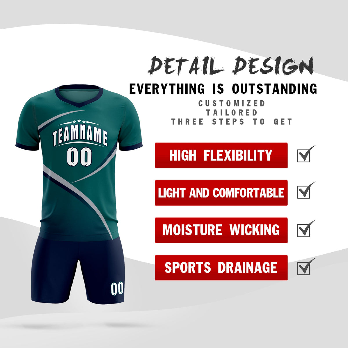 Custom Aqua Navy Color Block Training Uniform For Men Soccer Sets Jersey