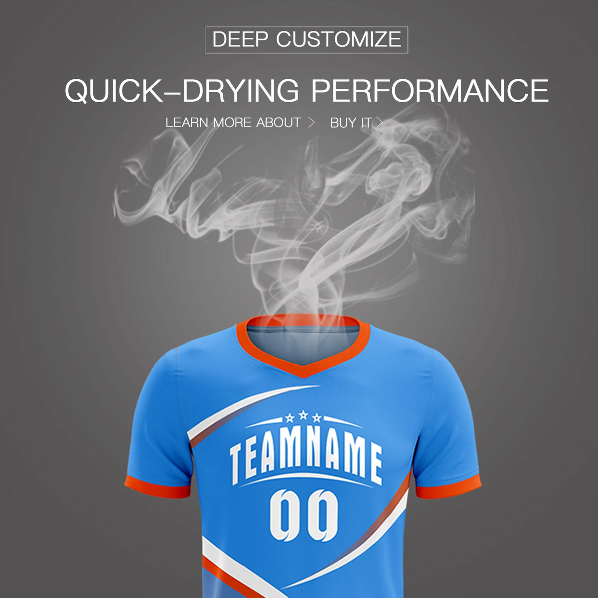 Custom Powder Blue Orange Color Block Training Uniform For Men Soccer Sets Jersey