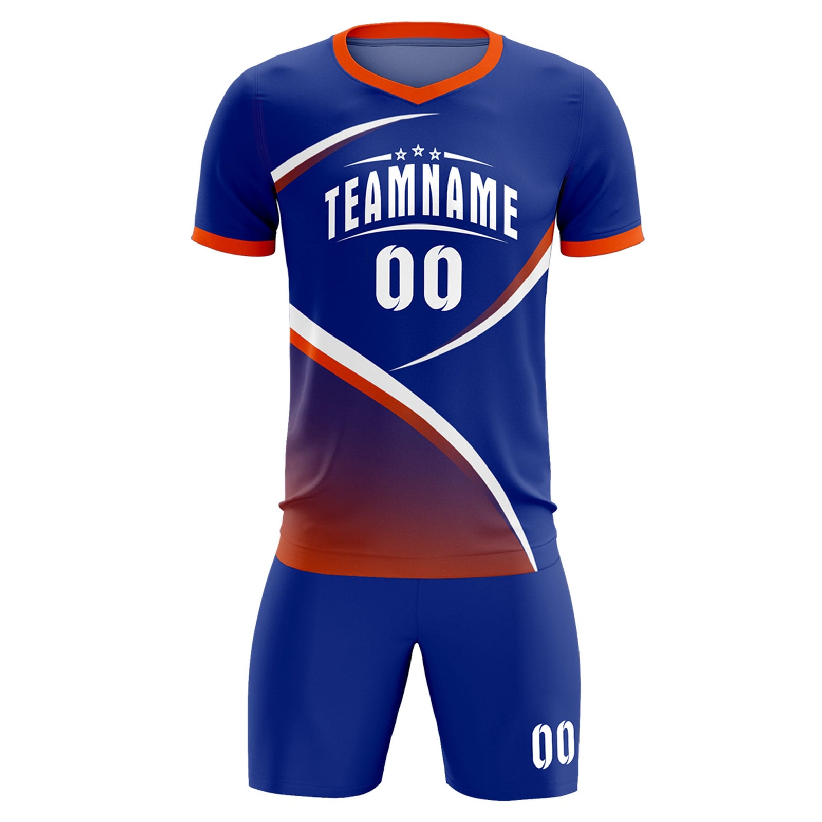 Custom Royal Orange Color Block Training Uniform For Men Soccer Sets Jersey