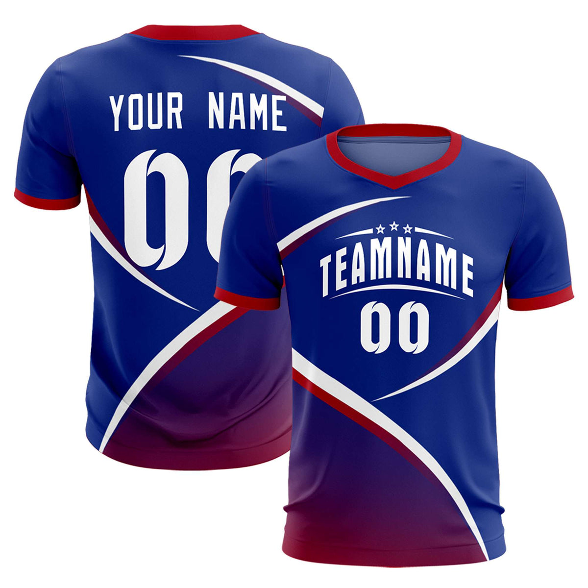 Custom Royal Red Color Block Training Uniform For Men Soccer Sets Jersey