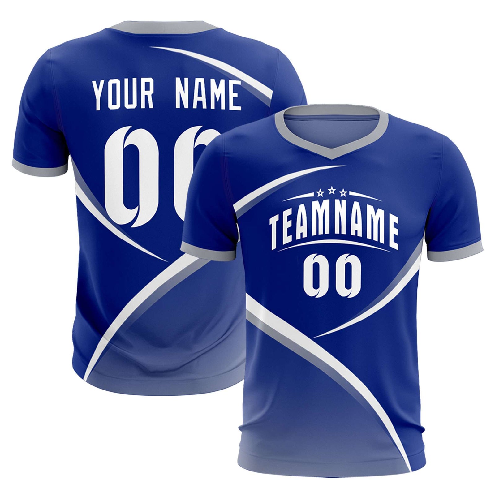 Custom Royal Gray Color Block Training Uniform For Men Soccer Sets Jersey