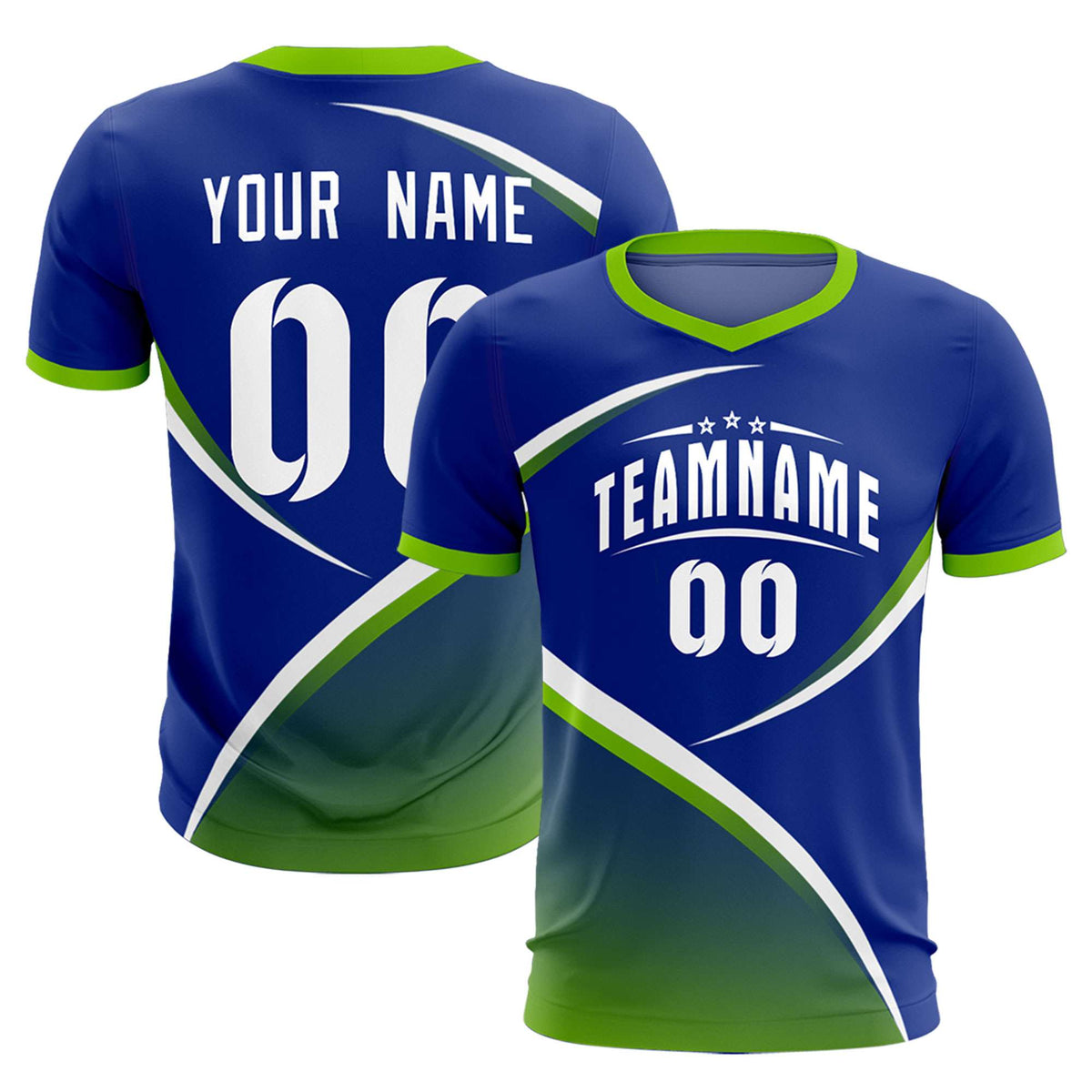 Custom Royal Neon Green Color Block Training Uniform For Men Soccer Sets Jersey