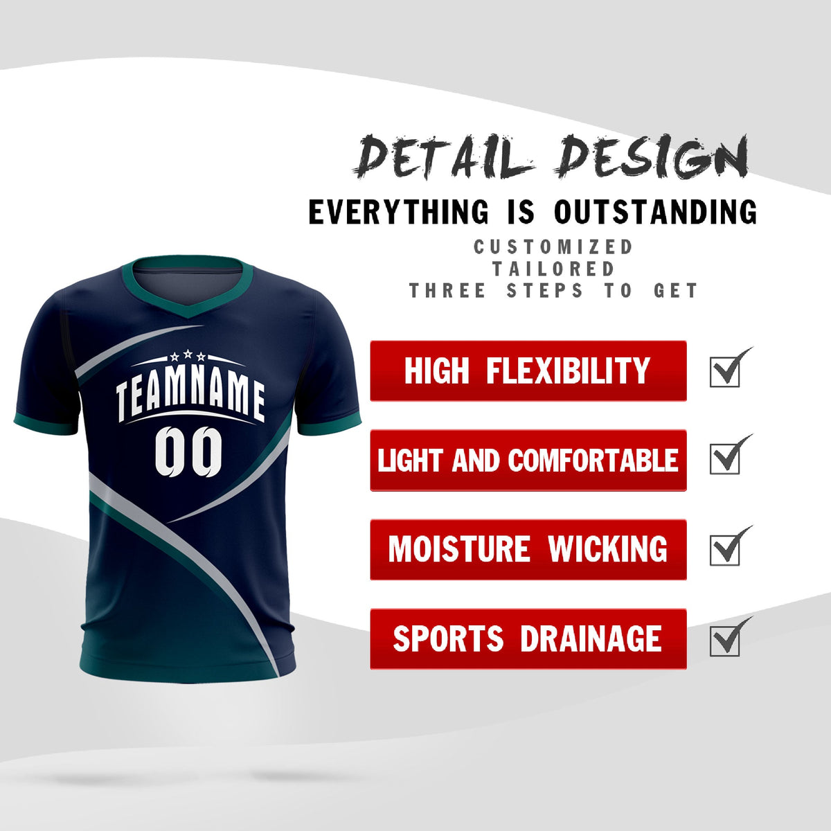 Custom Navy Aqua Color Block Training Uniform For Men Soccer Sets Jersey