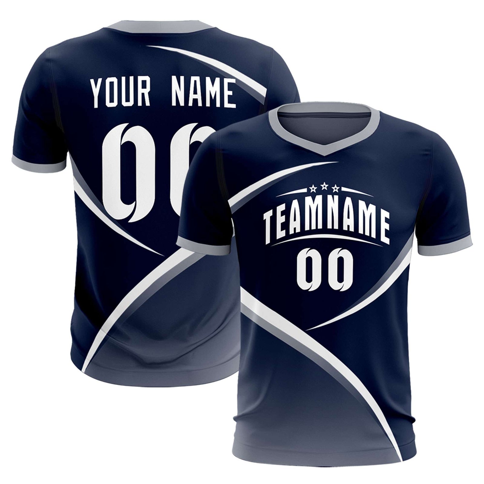 Custom Navy Gray Color Block Training Uniform For Men Soccer Sets Jersey