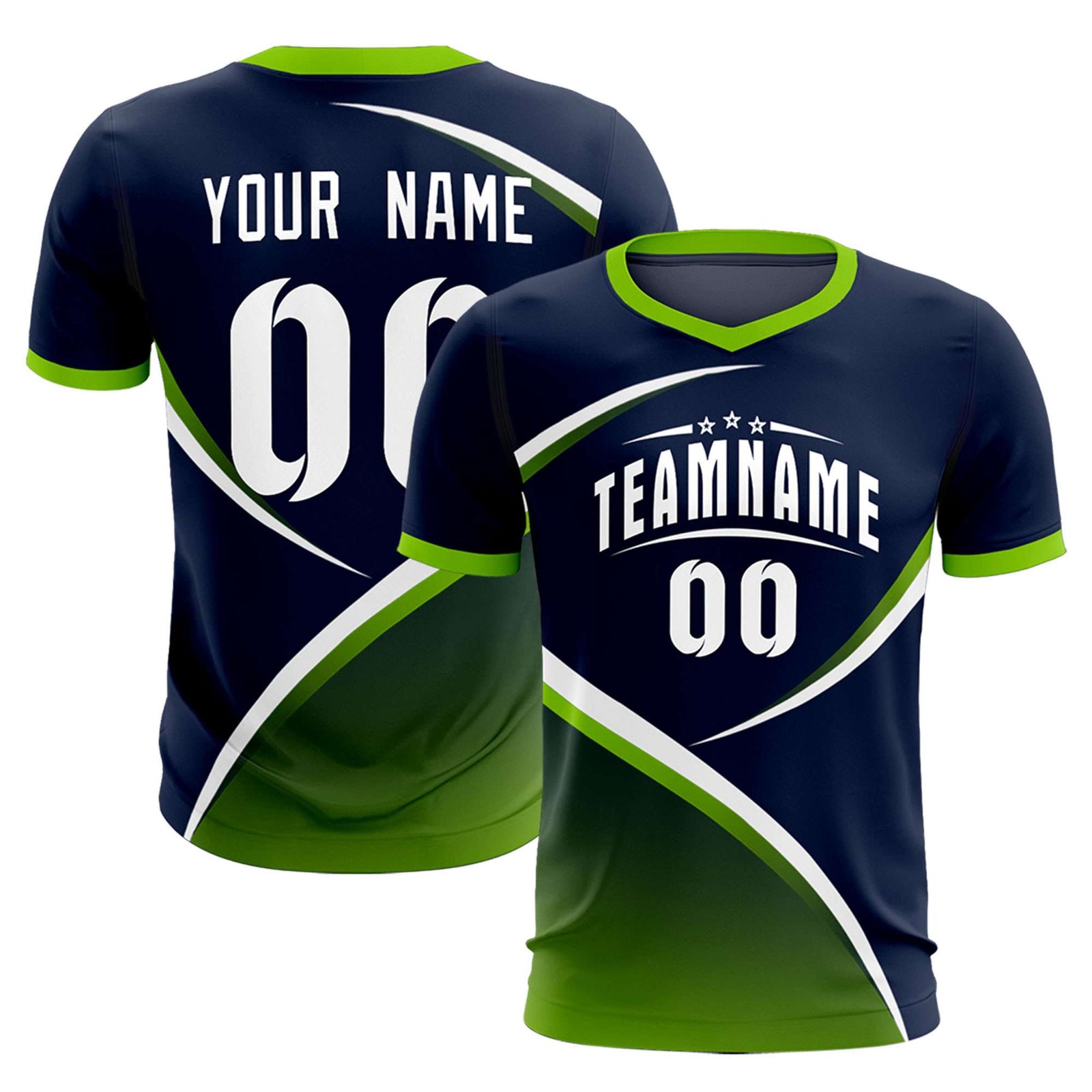 Custom Navy Neon Green Color Block Training Uniform For Men Soccer Sets Jersey