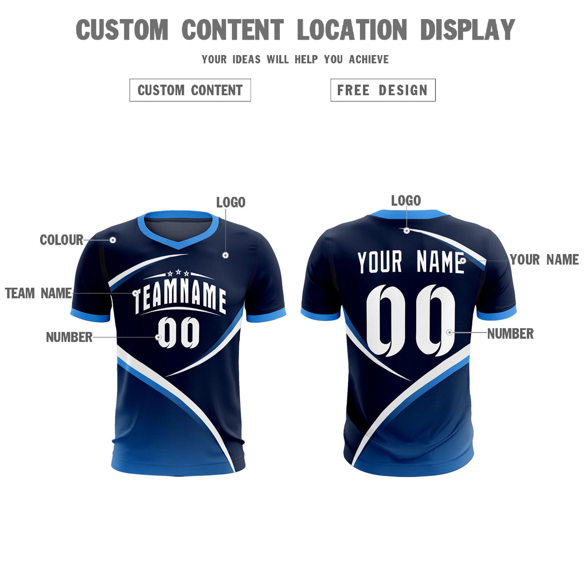 Custom Navy Powder Blue Color Block Training Uniform For Men Soccer Sets Jersey