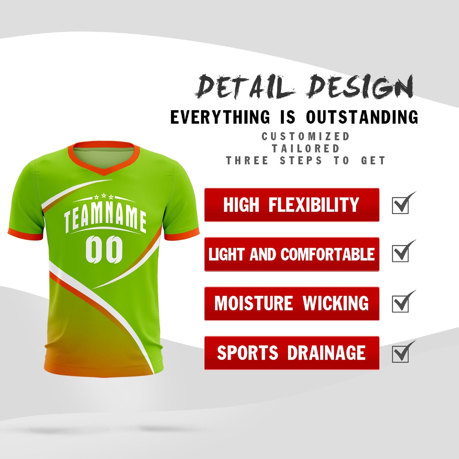 Custom Neon Green Orange Color Block Training Uniform For Men Soccer Sets Jersey