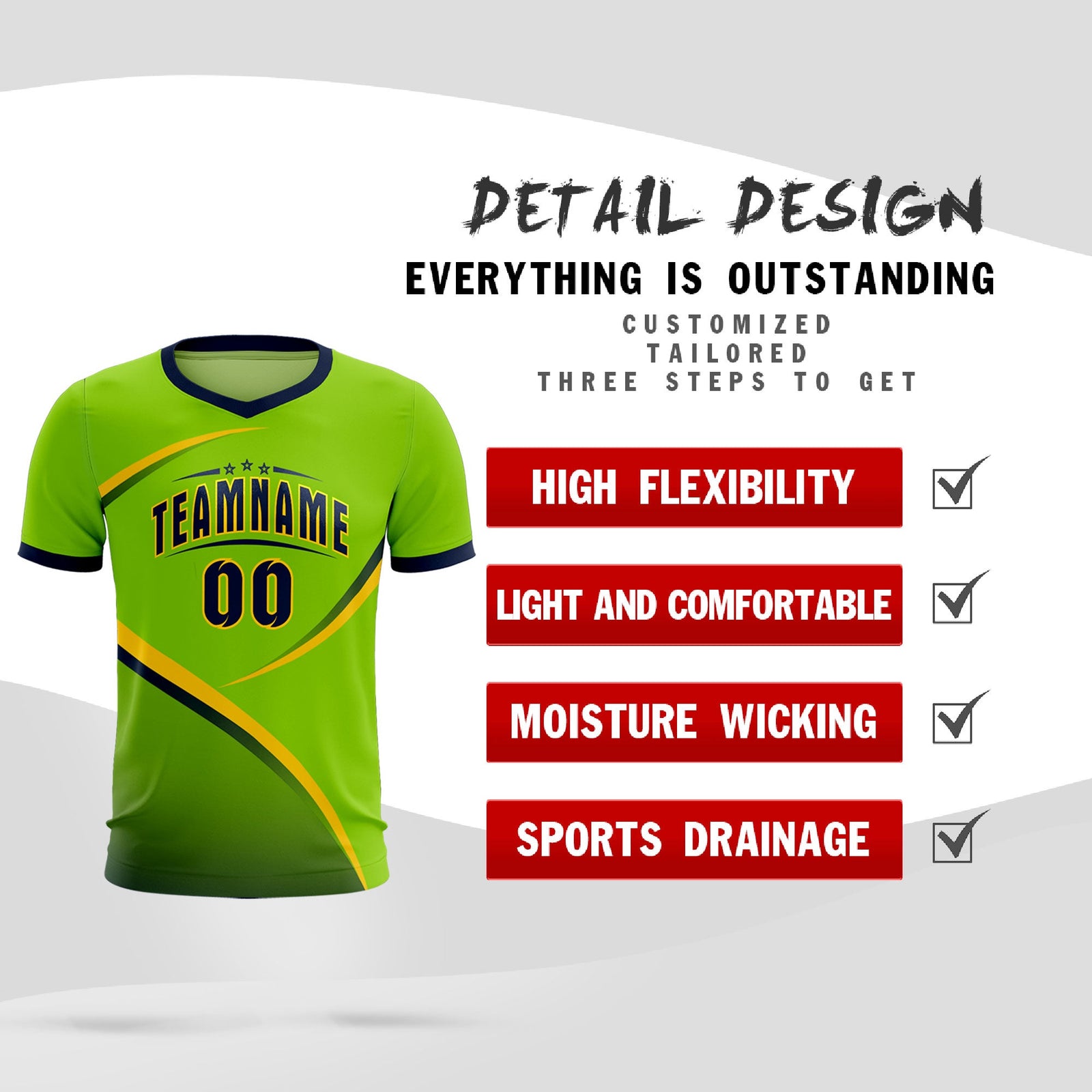 Custom Neon Green Navy Color Block Training Uniform For Men Soccer Sets Jersey