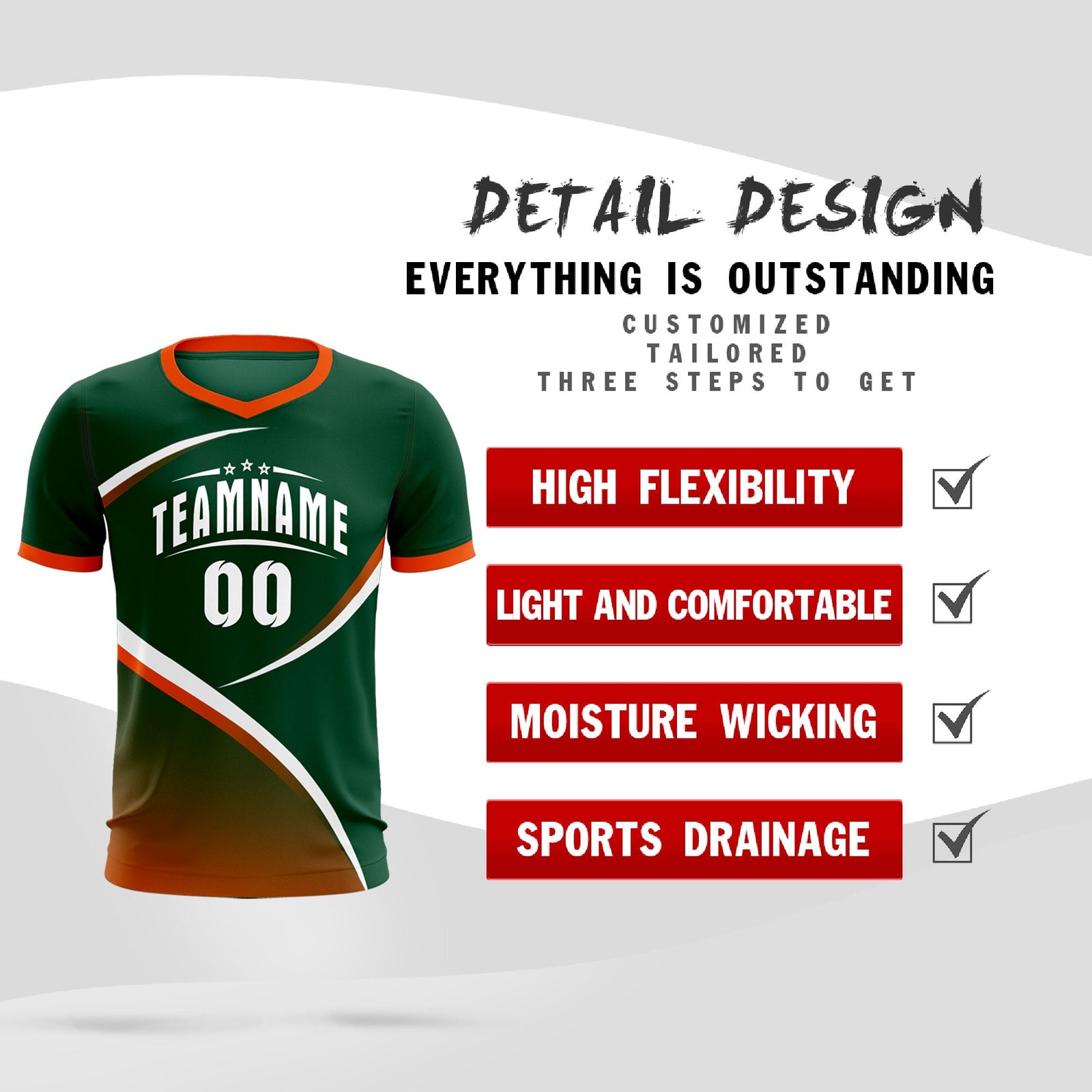 Custom Green Orange Color Block Training Uniform For Men Soccer Sets Jersey