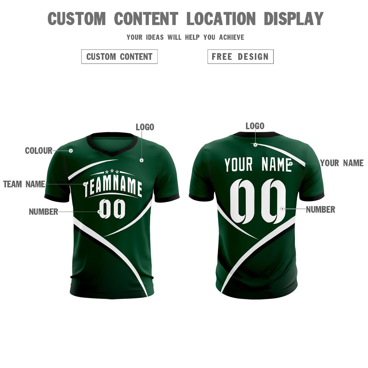 Custom Green Black Color Block Training Uniform For Men Soccer Sets Jersey