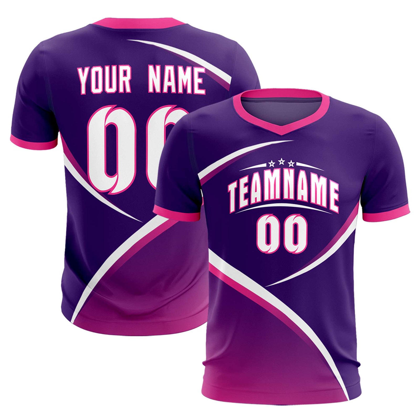 Custom Purple Pink Color Block Training Uniform For Men Soccer Sets Jersey