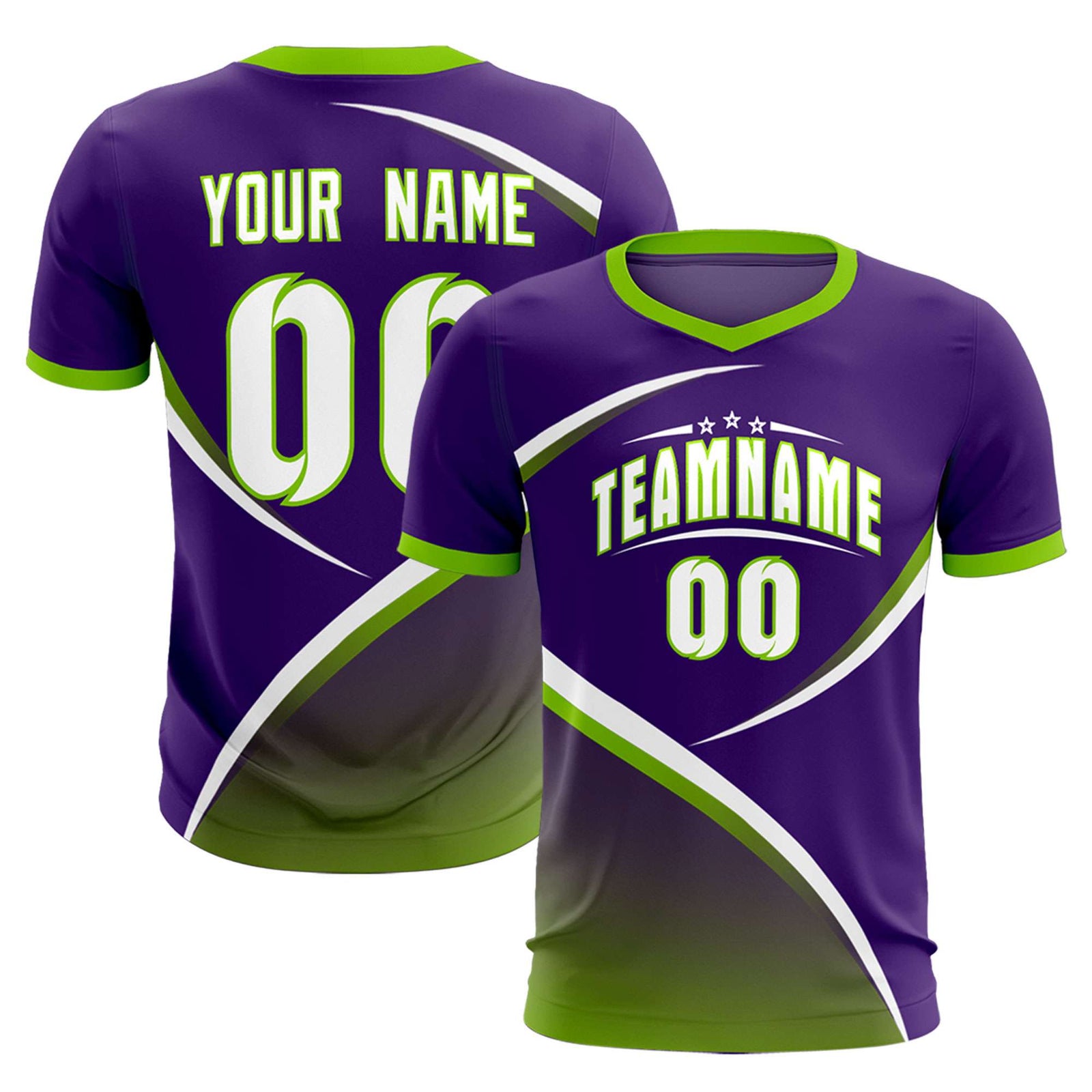 Custom Purple Neon Green Color Block Training Uniform For Men Soccer Sets Jersey