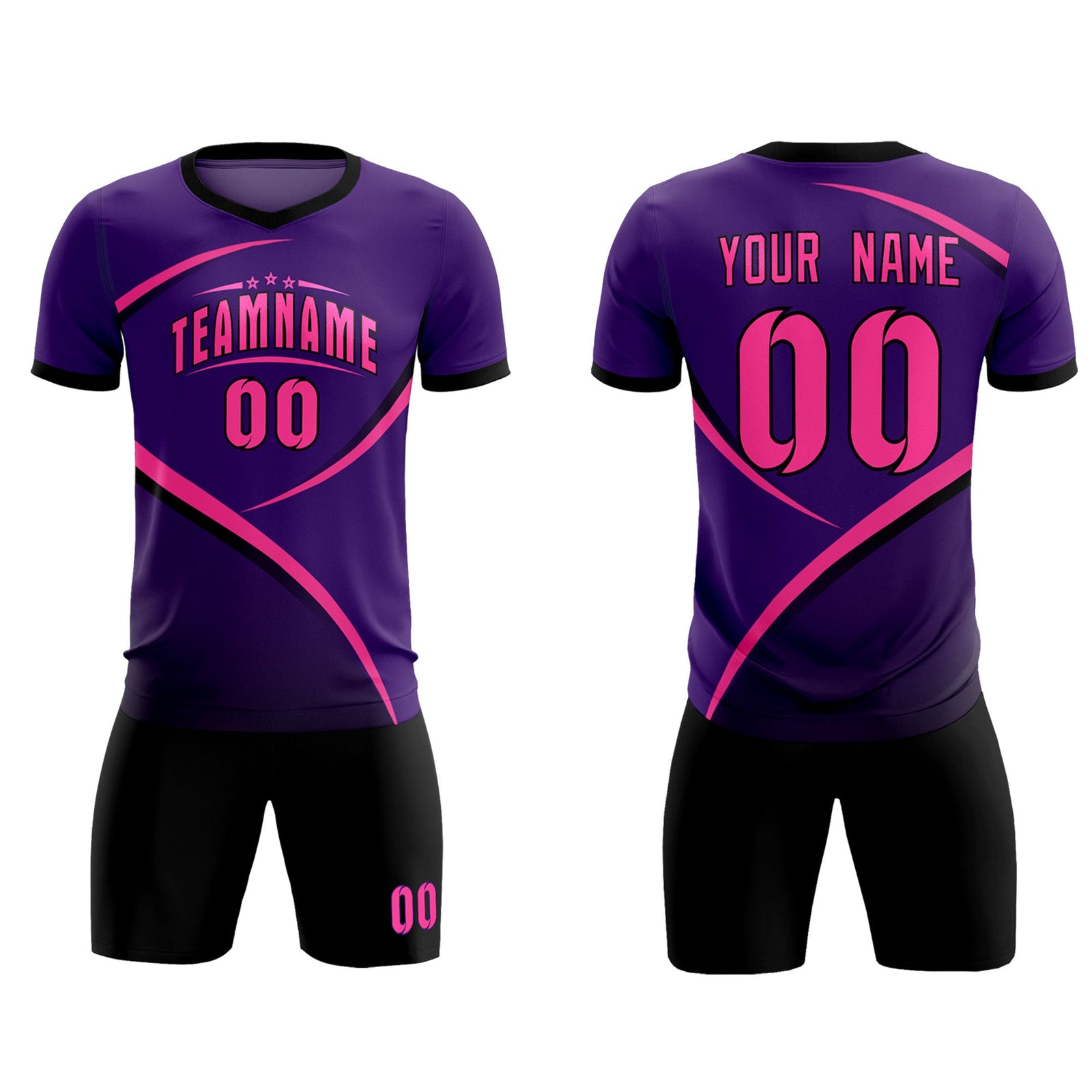 Custom Purple Black Color Block Training Uniform For Men Soccer Sets Jersey