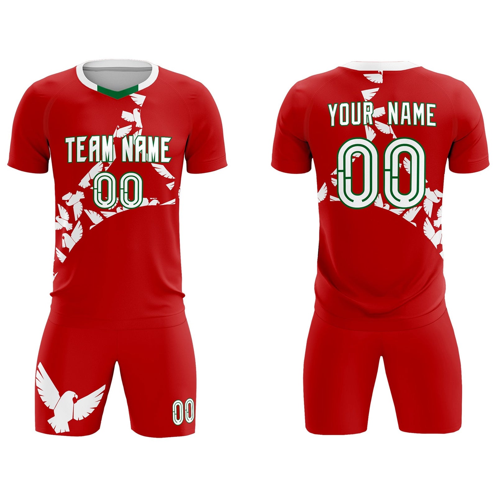 Custom Red White Mexico Eagle World Cup Inspired Quick-Drying Graffiti Pattern Soccer Sets Jersey