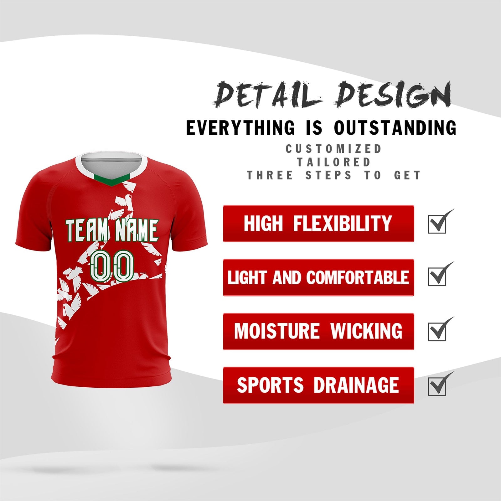 Custom Red White Mexico Eagle World Cup Inspired Quick-Drying Graffiti Pattern Soccer Sets Jersey