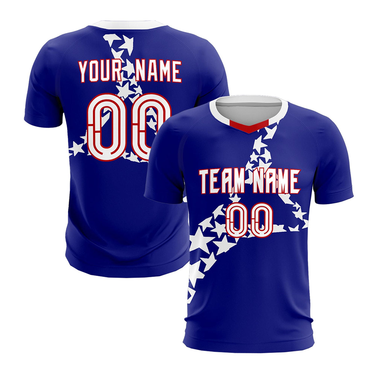 Custom Royal White America Star World Cup Inspired Breathable Graffiti Pattern Soccer Sets Jersey